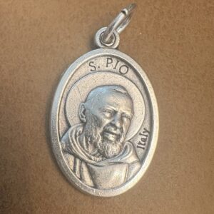 Saint Padre Pio Medal Silver-Plated ZAMAC 1"