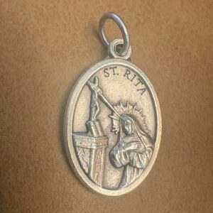 Saint Rita of Cascia Medal – Silver-Plated ZAMAC – Made in Italy – 1"