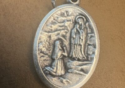 Our Lady of Lourdes & Saint Bernadette Medal – Silver-Plated ZAMAC – Made in Italy – 1"
