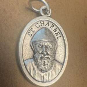 Saint Charbel Makhlouf Medal Silver-Plated ZAMAC 1"