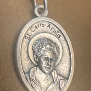 Saint Carlo Acutis Medal – Silver-Plated ZAMAC – Made in Italy – 1"