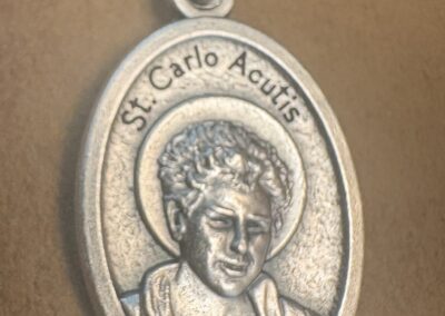 Saint Carlo Acutis Medal – Silver-Plated ZAMAC – Made in Italy – 1"