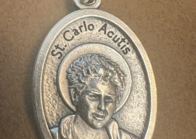 Saint Carlo Acutis Medal – Silver-Plated ZAMAC – Made in Italy – 1"