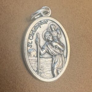 Saint Christopher Medal Silver-Plated ZAMAC 1"