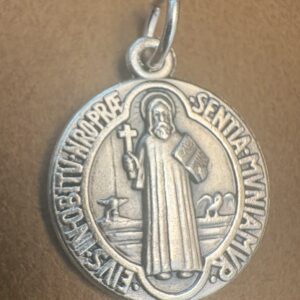 Saint Benedict Oval Medal Silver-Plated ZAMAC 1"