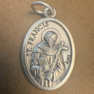 Saint Francis of Assisi Medal Silver-Plated ZAMAC 1"