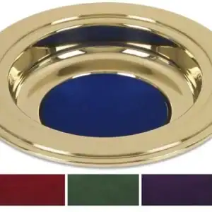Brass Tone Offering Plate – Burgundy Felt | 12" Church Collection Plate
