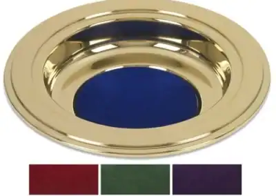 Brass Tone Offering Plate – Burgundy Felt | 12" Church Collection Plate