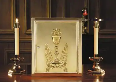 Chalice & Host Brass Tabernacle – High-Polished Solid Brass
