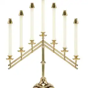 Brass Seven-Light Candelabra – Adjustable Polished Brass Church Candelabrum