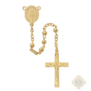 GOLD OVER STERLING SILVER ROSARY DELUXED GIFT BOX