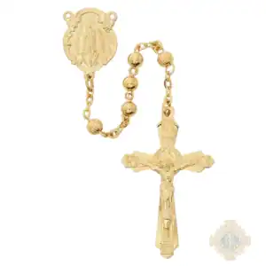 GOLD OVER STERLING SILVER GUADALUPE ROSARY DELUXED GIFT BOX