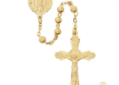 GOLD OVER STERLING SILVER GUADALUPE ROSARY DELUXED GIFT BOX