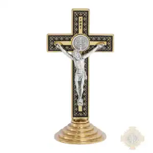 3.5" Gold & Black St. Benedict Standing Crucifix