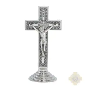 3.5" Silv Ox Stan St. Benedict Standing Crucifix
