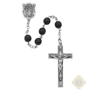 Black Miraculous Rosary with Sterling Silver Crucifix