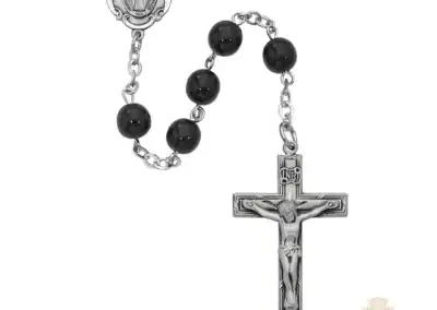 Black Miraculous Rosary with Sterling Silver Crucifix