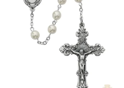 Pearl like Glass Rosary with Zinc Alloy Crucifix