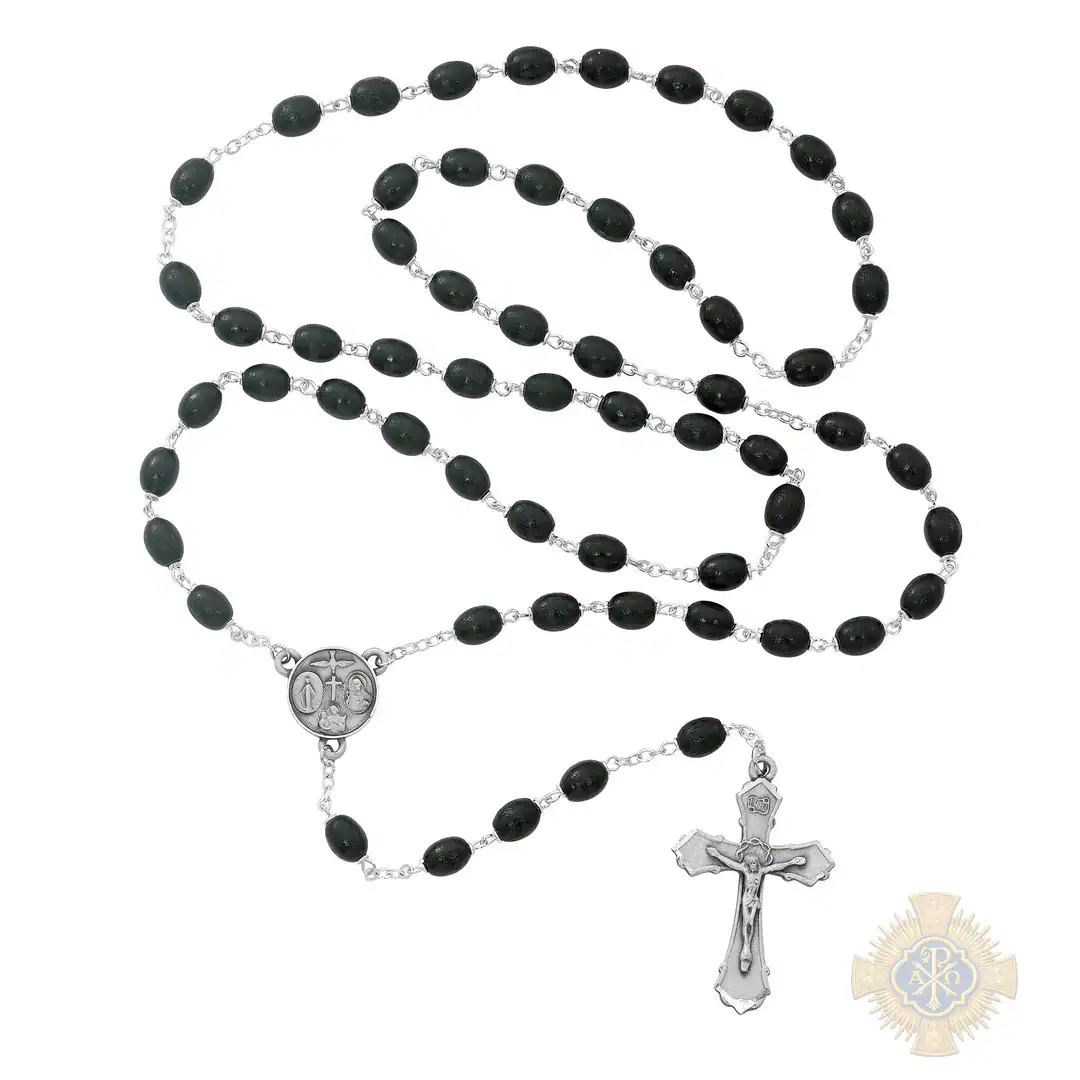 Black Wood 4-Way Rosary with Pewter Crucifix Black Wood 4-Way Rosary with Pewter Crucifix