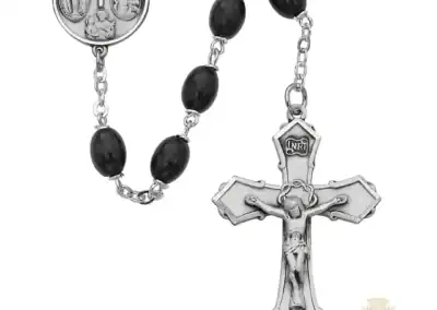 Black Wood Rosary with Sterling Silver Crucifix