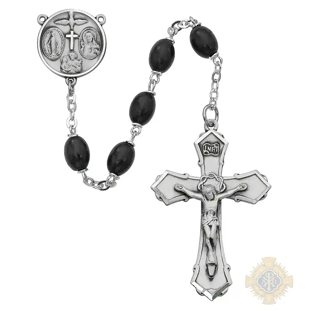 Black Wood Rosary with Sterling Silver Crucifix Black Wood Rosary with Sterling Silver Crucifix