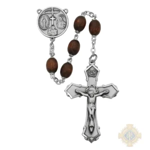 Brown Wood Rosary with Sterling Silver Crucifix