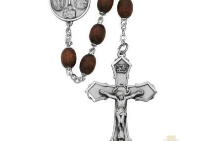 Brown Wood Rosary with Sterling Silver Crucifix