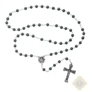 Genuine Hematite Rosary with Pewter Crucifix