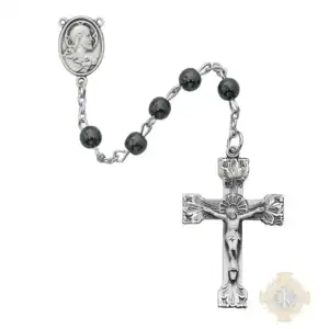Genuine Hematite Rosary with Sterling Silver Crucifix