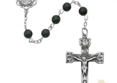 Genuine Black Onyx Rosary with Pewter Crucifix