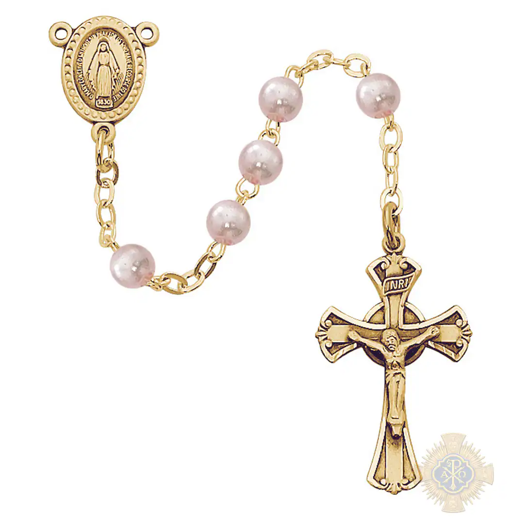 PINK PEARL ROSARY DELUXE PINK PEARL ROSARY DELUXE