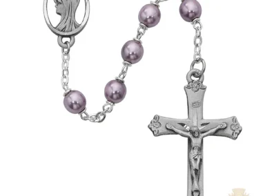 Violet Glass Rosary with Pewter Crucifix