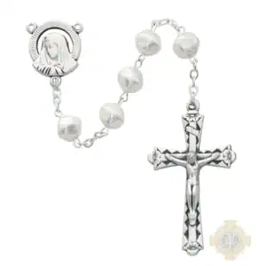 8mm Pearl Glass Rosary