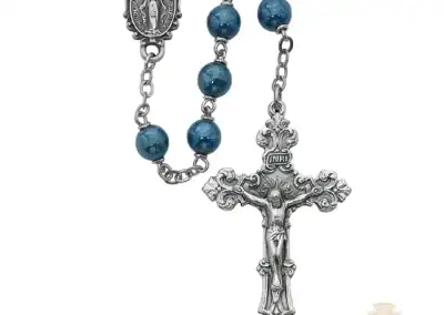 Blue Metallic Rosary with Zinc Alloy Crucifix