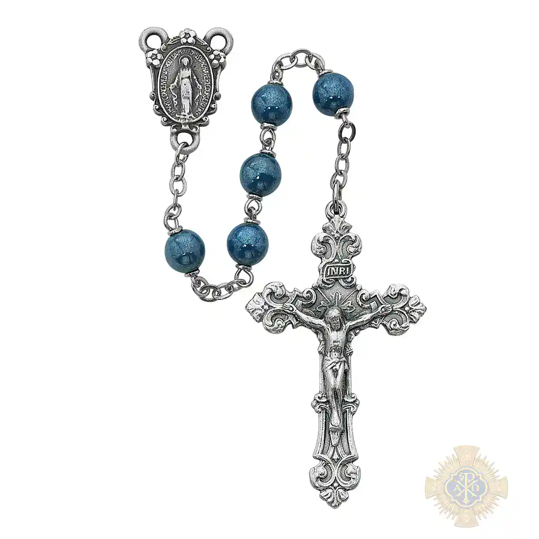Blue Metallic Rosary with Zinc Alloy Crucifix Blue Metallic Rosary with Zinc Alloy Crucifix