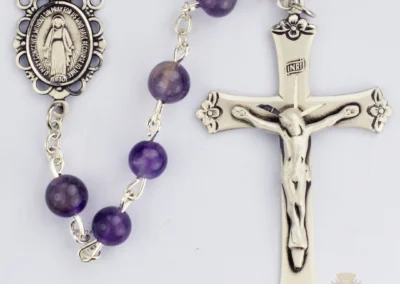 Genuine Amethyst Rosary with Pewter Crucifix
