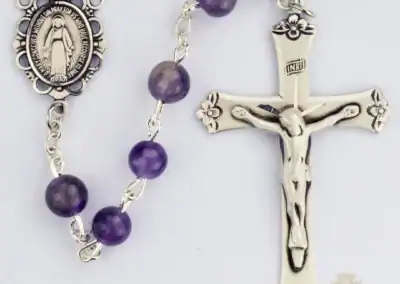 Genuine Amethyst Rosary with Sterling silver Crucifix