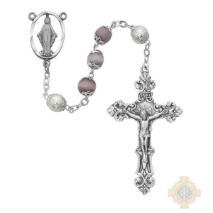 Violet Cat's Eye Rosary with Zinc Alloy Crucifix