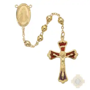 Gold Divine Mercy Rosary with Sterling Silver Crucifix
