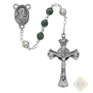 Green and Black Rosary with Pewter Crucifix