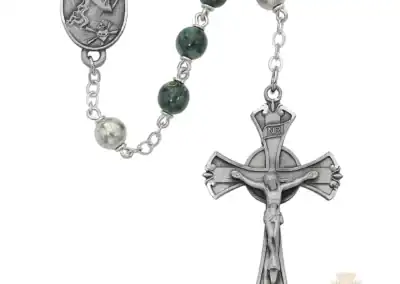 Green and Black Rosary with Pewter Crucifix