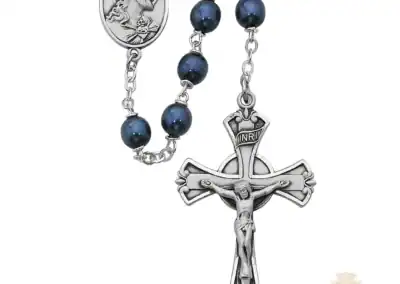 Blue metallic Rosary with Pewter Crucifix