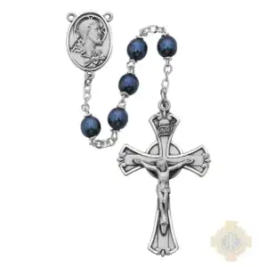 Blue metallic Rosary with Sterling silver Crucifix