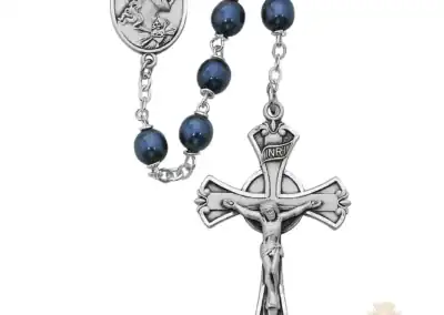 Blue metallic Rosary with Sterling silver Crucifix