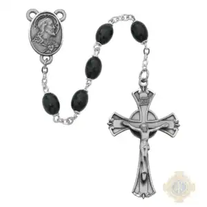 Black Wood Rosary with Pewter Crucifix