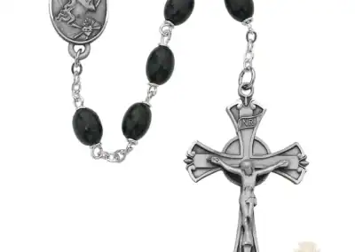 Black Wood Rosary with Pewter Crucifix