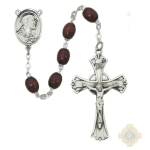 Brown Wood Rosary with Sterling silver Crucifix