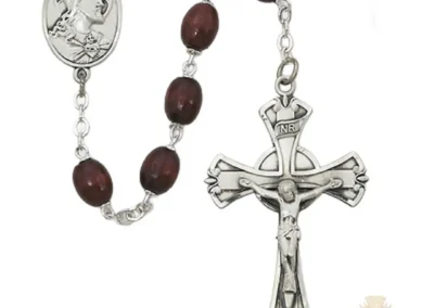 Brown Wood Rosary with Sterling silver Crucifix