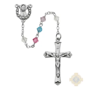 Multi Swarovski Bead Rosary with Sterling silver Crucifix