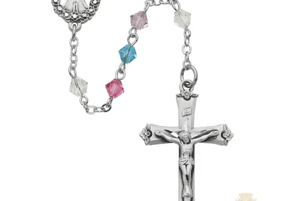 Multi Swarovski Bead Rosary with Sterling silver Crucifix